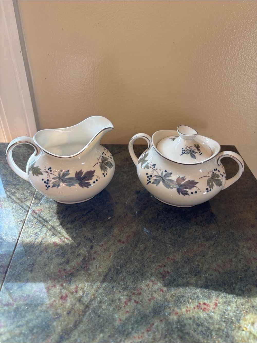 Royal Doulton Burgundy Sugar Bowl and Creamer Set TC1001 Bone China England